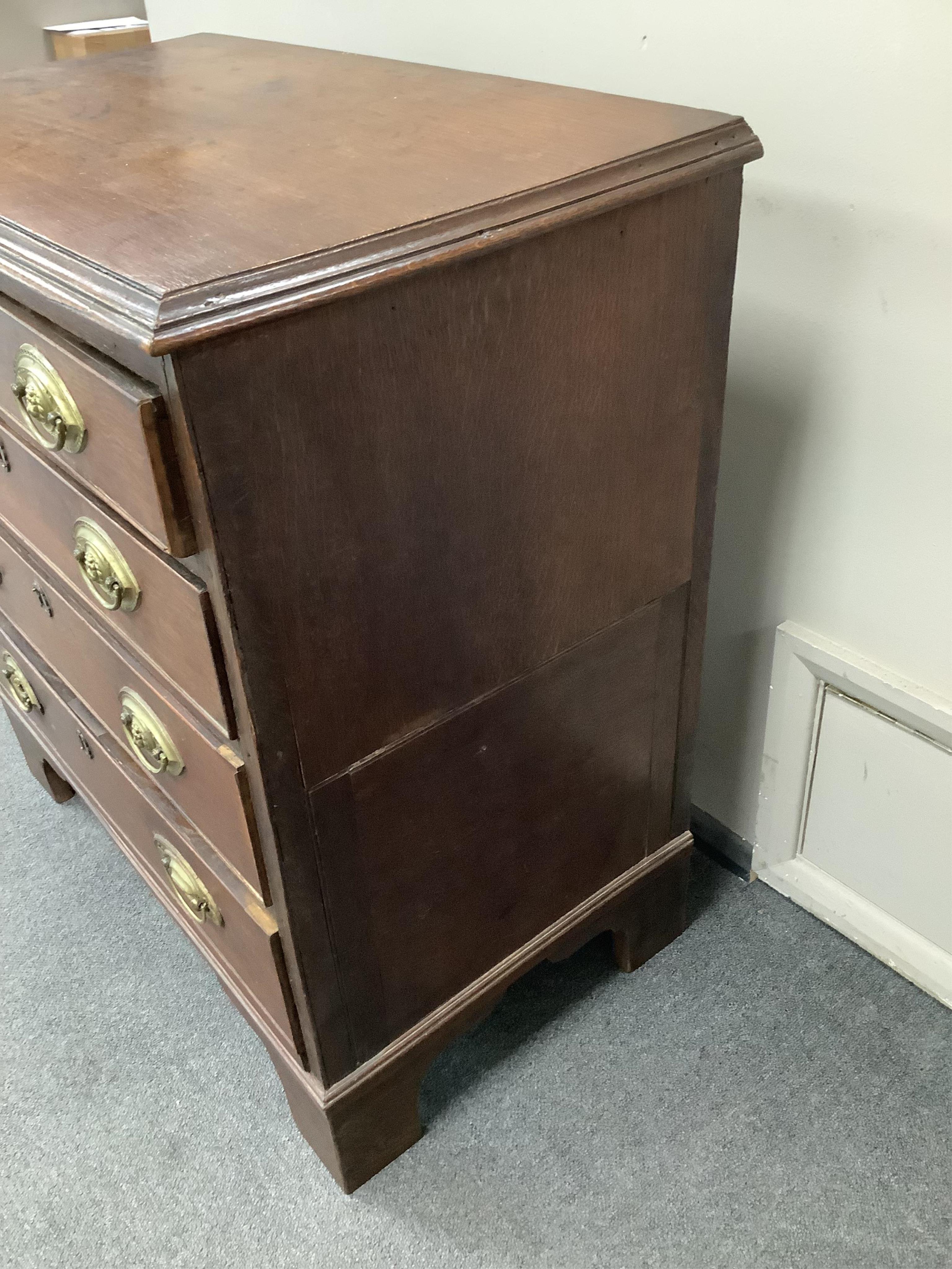 A small George III oak four drawer chest, width 80cm, depth 46cm, height 83cm. Condition - fair